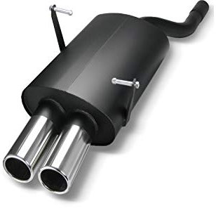 JOM Car Parts & Car Hifi GmbH 89014 Stahl-Endschalldämpfer mit 2X 76mm Endrohren gerade