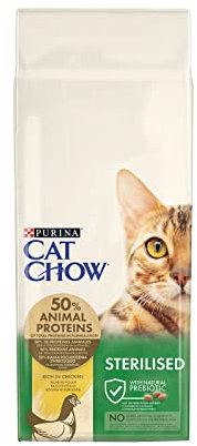 Purina Cat Chow Pienso para Gato Esterilizado Adulto con Pollo, saco de 15kg