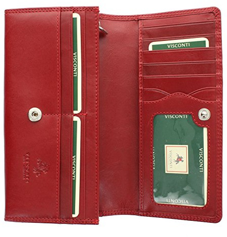 VISCONTI Monza-Kollektion Florence Damenbörse, pflanzlich gegerbtes Leder mit RFID-Schutz MZ10 Rot