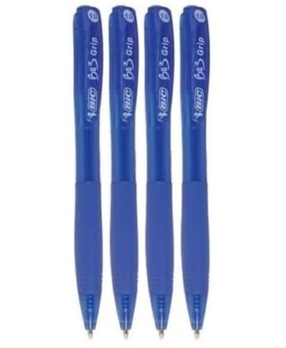 Bic Bu3 Grip 1.0 Blue Retractable Ball Pen 4 Pack Stationery