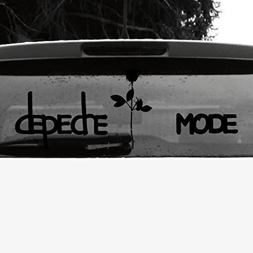 Set 50cm Exciter Schriftzug und 20cm Rose Aufkleber Tattoo Auto Heck Deko Folie Depeche Mode (schwarz schwarz gespiegelt)