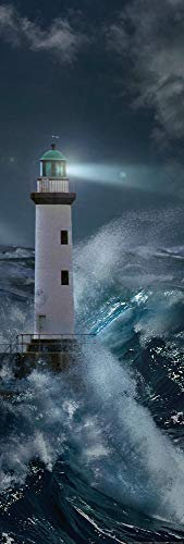 1art1 Phares Poster Phare dans La Tempête Au Clair De Lune Affiche Reproduction 158x53 cm