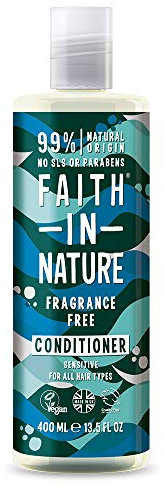 Faith In Nature Natural Fragrance Free Conditioner, Sensitive, Vegan & Cruelty Free, No SLS or Parabens, for All Hair Types, 400ml