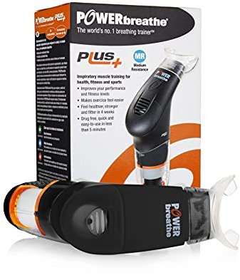 POWERbreathe - Atemübungsgerät, Atemtrainer und Therapiewerkzeug zur Stärkung der Atemmuskulatur und Unterstützung der Lungenkapazität, Handheld Inspirational Muscle Trainer - Schwarz, mittlerer