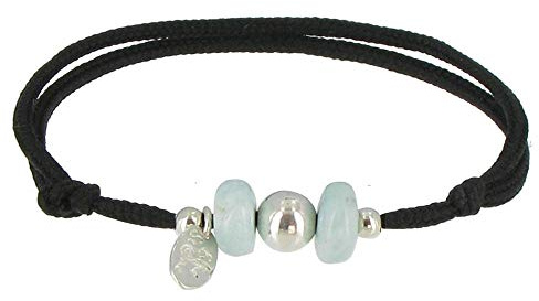 LES POULETTES BIJOUX - Zwei Blue Link Bracelet Dominikanische Larimar 925 Silber Ringe und Perlen