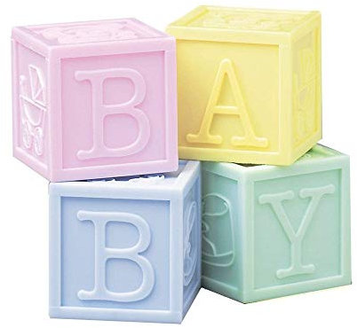 Culpitt Baby Blocks Cake Toppers, 4 Piece Cake Decoration, Mulicoloured B-A-B-Y Blocks For Baby Shower, Christening, Birthday, Food Safe