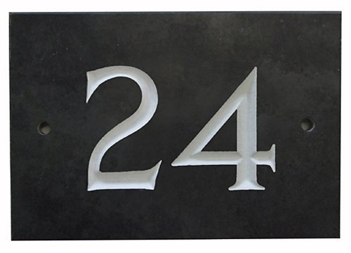 The House Nameplate Company Slate House Number, Charcoal Grey,Number 24