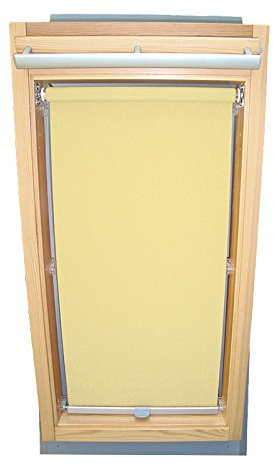 Hochwertiges Abdunkelungsrollo Rollo für Velux DKL/RHL-EP GGL,GPL,GHL,GTL,GXL,GDL MK04 hellgelb-creme // Verdunkelungsrollo/Verdunkelungs-Rollo/Fensterrollo