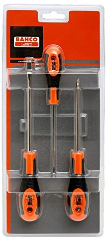 Bahco 600-3 Slotted/PH Screwdriver Set, Multi-Colour, Set of 3 Pieces