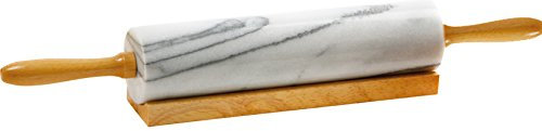 KAUFGUT MATTARELLO in Marmo E Legno Chiaro con Base in Legno Misura 45 CM