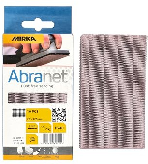 Mirka Schleifstreifen Abranet 70x125 mm Klett Korn P240 10 Stk | Optimale Staubabsaugung durch offenes Netz ideal für Holz Spachtel Lack Kunststoff Schleifen mit hoher Standzeit