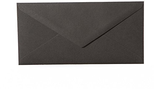 Paper24 100 hochwertige Briefumschläge mit Dreieckslasche 120g DIN lang (11x22cm), Farbe: 20 schwarz