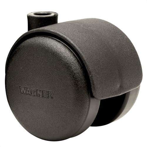 WAGNER Design Möbelrolle/Lenkrolle/Doppelrolle - hart - Durchmesser Ø 50 mm, Bauhöhe 55 mm, schwarz, Tragkraft 50 kg - 01002301