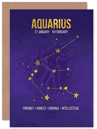 Wee Blue Coo BIRTHDAY CARD - ZODIAC STAR SIGN ASTROLOGY AQUARIUS