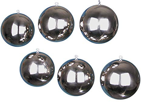 Gebrüder Lomprich Christbaumkugeln Edelstahl poliert 6 Stück Durchmesser 18 cm