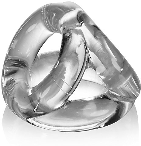 Oxballs TRI-Sport 3-Ring Cock and Ball Sling - Stretchy FLEXtpr Bulge Enhancer - Rotates for Custom Fit - Pushes Your Package Up and Out for Maximum Show-Off Look - Mens Support Gear - Clear