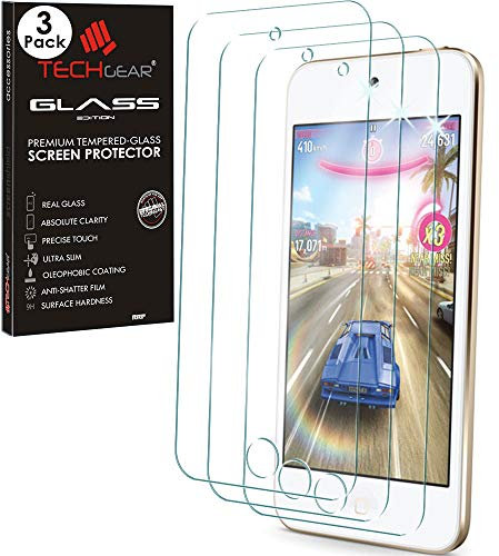 TECHGEAR [3 Stück] Schutzfolie kompatibel mit iPod Touch 6 & iPod Touch 5 - Schutzfolie Glas Anti-Kratzer Schutzabdeckung kompatibel mit iPod Touch 6 & iPod Touch 5