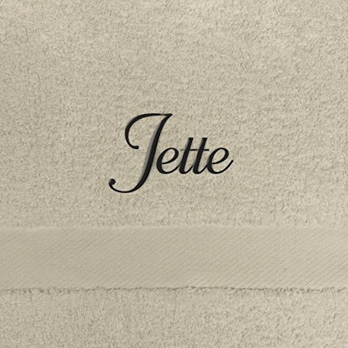Handtuch mit Namen Jette bestickt, 50x100 cm, beige, extra flauschige 550 g/qm Baumwolle (100%), Badetuch mit Namen besticken, Duschtuch mit Bestickung