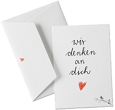 Spruchkarte - Wir denken an dich - Trauerkarte, Grußkarte mit Umschlag zum Mut machen für Freundin, Bruder, Schwester, Vater, Mutter, Motivation vor Prüfungen & neuen Lebensabschnitten, zum Abschied