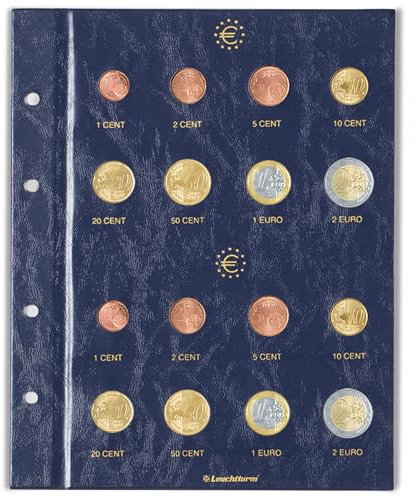 Leuchtturm 315537 Münzblätter Vista - Sammelblätter für je 8 Euro Kursmünzen - 2er Pack
