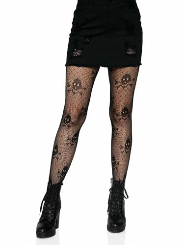 LEG AVENUE Damen Leg Avenue 9160 - Pantyhose, Einheitsgröße (Schwarz) Skull Print Pantyhose, Schwarz, Einheitsgröße EU