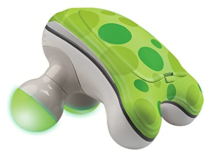 HoMedics Ribbit Mini Handheld Massager, Vibrating Electric Massager with Comfort Grip and LED Light, Batteries Included, Comes in variable colors, Green, Blue or Pink (Color May Vary)