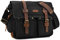 Kattee Military Messenger Bag Canvas Leather Shoulder Bag Fits 15.6 Inch Laptop Black