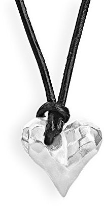Drachenfels edler Herzanhänger aus der Kollektion Heartbreaker in Echtsilber/Kleiner Anhänger Silber 925 Sterling/Eleganter Anhänger für Damen in Herzform mit Lederband/D HE 37/AG