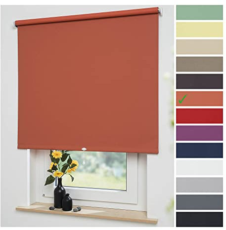 Liedeco® Rollo, Spring-, Schnapprollo / 82 x 180 cm (Breite x Höhe), Terracotta/Verdunkelnd, Abdunkelnd, Blickdicht/viele Farben, Größen und Typen/Breiten 60-200 cm/Variable Montage möglich
