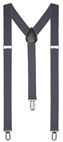 Boolavard Hosenträger Herren Damen Hosen Träger Y Form Style Clips Schmal Neon Bunt Farbig (6. Dunkelgrau)