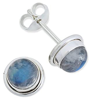 Ohrstecker 925 Silber Mondstein weißer Stein schimmer Edelstein Ohrringe echt Silber Damen Sterling Silber Stecker Geschenk(MOS-048-04)