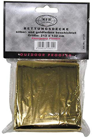 MFH Beschichtete Notfall Rettungsdecke (213 x 132 cm/Gold/Silber)