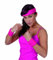 Wilbers Karnaval 3 TLG. Set Schweißband, Arm und Stirnband, Neon - Pink