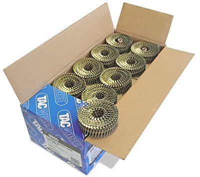 Tacwise 0995 Clavos en Bobina Plana Sin Acabado Tipo 2.1/40 mm, Punta Diamante, Vástago Anillado, Inclinados 16°, Bobinados con Alambre, Paquete de 14.400
