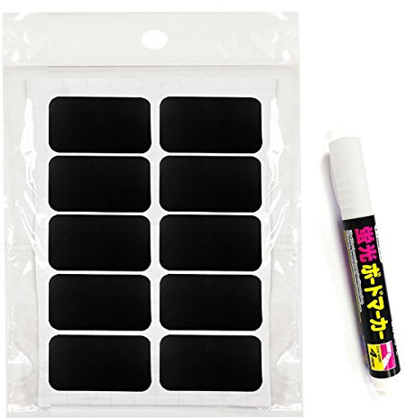 Wrapables Rechteck Tafel Aufkleber/Sticker mit Kreide-Stift, 2,25 von 3,8 cm, 50 Stück