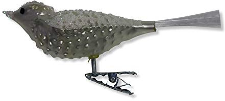 Lauschaer Glas Christbaumschmuck Vogel (mit Irisglimmer) weiß matt Christbaumschmuck mundgeblasen,handdekoriert