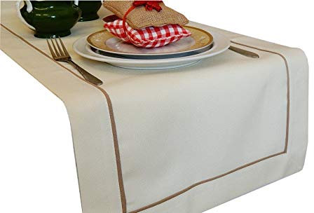 Tischläufer Art - Deco Leinenoptik Läufer Tischband Größe + Farbe wählbar Top Design (Creme, 60 x 120 cm)