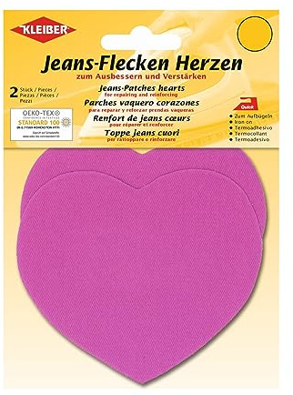 Kleiber + Co.GmbH Jeans-Flecken Herzen, ca. 8,5 cm x 10,5 cm, Rosa