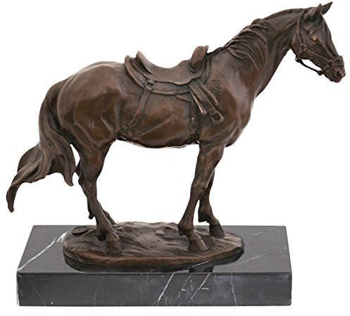 Luxus Pur UG Sattel Pferd Halfter Bronze Skultpur Pferde Quarter Horse Western Outfit Statue