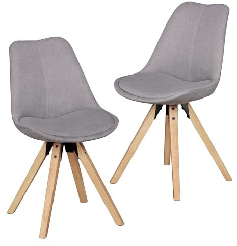 FineBuy Design Esszimmerstühle 2er Set SV43580 Skandinavische Stühle mit Holzbeinen, Retro Stuhlset Bunt, Küchenstühle mit Stoff, Lehnenstuhl Modern, Küchenstuhl Esszimmer