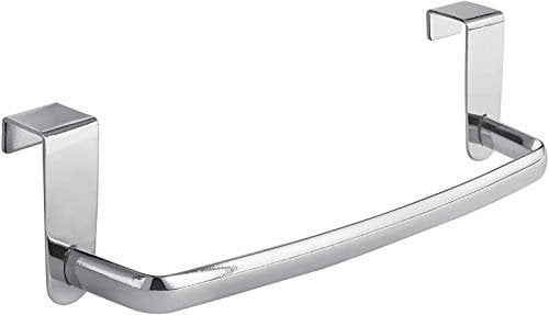 iDesign Axis Handtuchhalter, kleine Handtuchstange aus Metall, silberfarben, 23-cm Handtuchhalter zum Hängen über die Schranktür