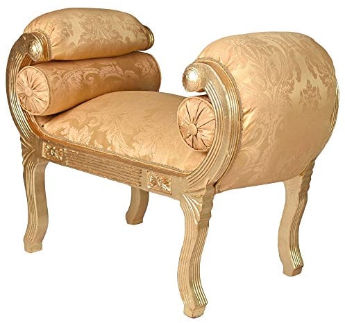 Barocksofa Versailles Liege Kanapee Gold Sofa Barock Sitzbank Antik Polsterbank 96cm Holz cat591a06 Palazzo Exklusiv