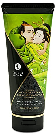 Shunga Kissable Massage Cream, Pear and Exotic Green Tea, 7 Fluid Ounce