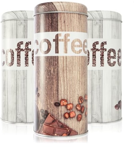 com-four® 3X boîte à dosettes de café - boîte métallique pour dosettes de café - récipient de Rangement avec Couvercle pour café, thé, Biscuits (3 pièces - Nostalgie)