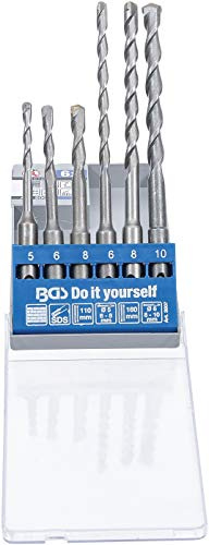 BGS Diy 2007 | Hammerbohrer-Satz | SDS-Schaft | 5-10 mm | 6-tlg. | Hartmetallspitze | Ø 5, 6, 8, 10 mm | Länge 110 und 160 mm | Kunststoffkassette