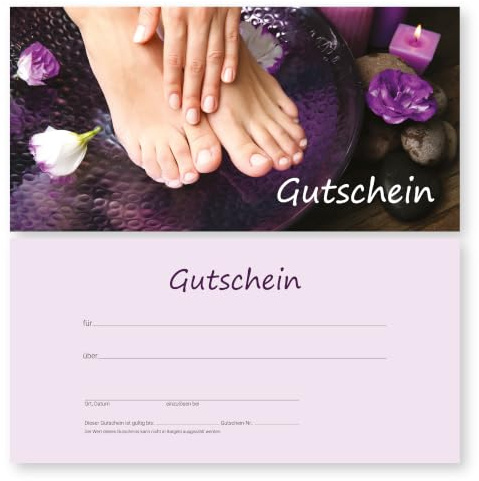 cosmeticPlus 50 Fußpflege-Nagel-Gutscheinkarten HAND & FUß mit transparenten Umschlägen Gutscheine, Geschenkgutscheine