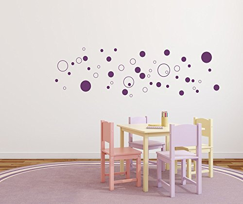 Wandtattoo 50 Stück Kreise - Aufkleber violett lila selbstklebend in Wunschfarben - Punkte, Dots für Mädchen