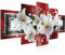 Runa Art Wandbilder Blumen Lilien 5 Teilig Bild auf Vlies Leinwand Deko Wohnzimmer Abstrakt Rot Grau 204752b