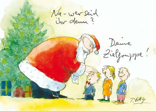 modern times Postkarte Weihnachten WEIHNACHTEN - Motiv: ZIELGRUPPE, Anlass: Weihnachten, Künstler/Verlag: CARTOON CONCEPT © GAYMANN, Peter, Größe: A6