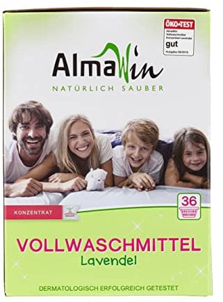 AlmaWin Vollwaschmittel Lavendel 2kg, 38 Waschladungen, mit Waschkraftverstärker, vegan